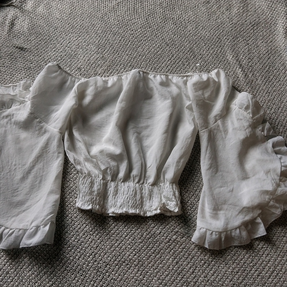 NWT Charlotte Russe Crop Top Peasant Blouse